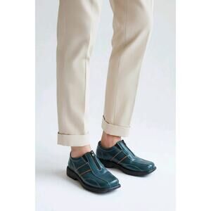 Mens Vtg TOTO Italian-Made Green Leather Slip On Casual / Dress Shoes Size 10.5